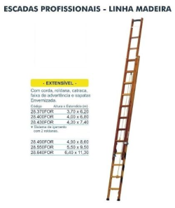 Escada Extensível Automática De Madeira 5,50 X 9,50